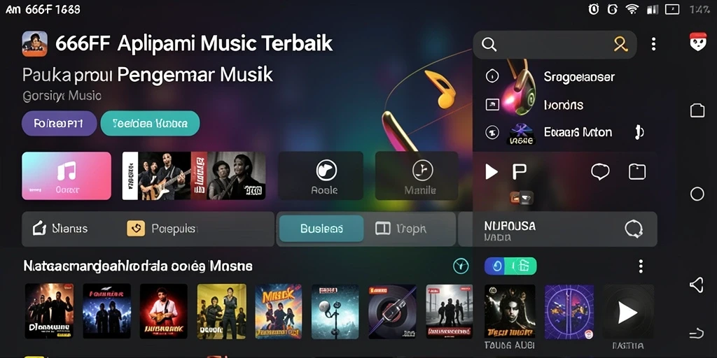 Tampilan interface aplikasi 666FF yang menarik dan interaktif untuk mendengarkan musik.