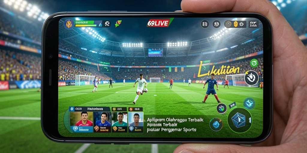 Tampilan gameplay seru dalam aplikasi 69LIVE yang menampilkan kompetisi olahraga.