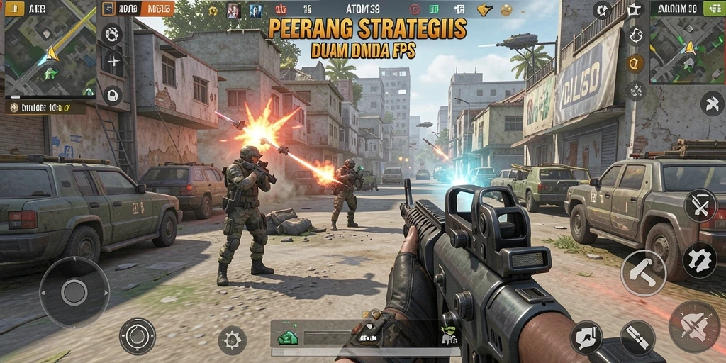 Gameplay menegangkan di ATOM138 dengan pertempuran FPS yang intens.