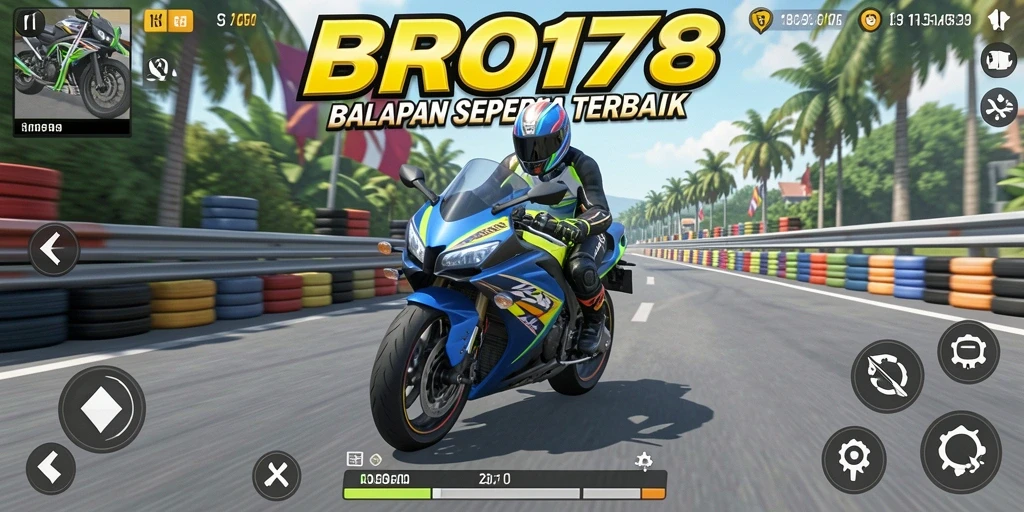 Tangkapan layar BRO178 menampilkan aksi balapan motor yang mendebarkan.
