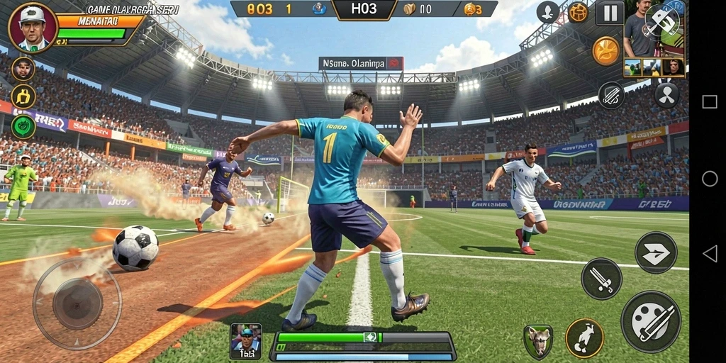 Tampilan gameplay menarik dari H03 dalam suasana pertandingan olahraga.