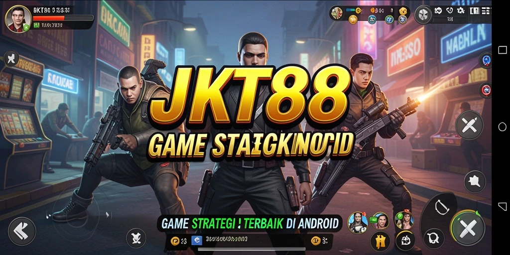 Screenshot gameplay JKT88 menampilkan strategi pertahanan dan pembangunan yang mendalam.
