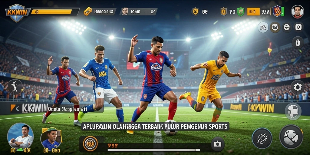 Screenshot gameplay KKWIN menampilkan interaksi dan analisis pertandingan olahraga.