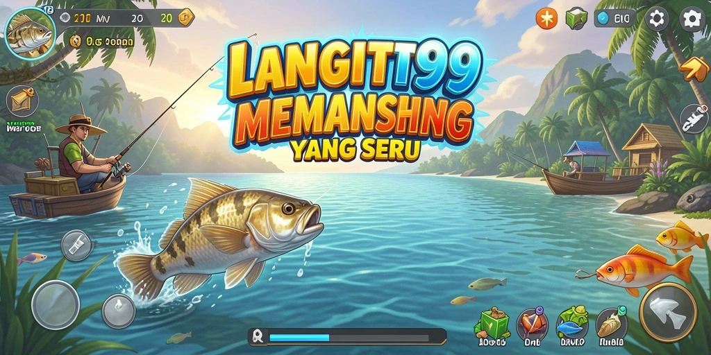 Screenshot utama LANGIT99 menunjukkan aksi memancing yang seru dan grafis menawan.
