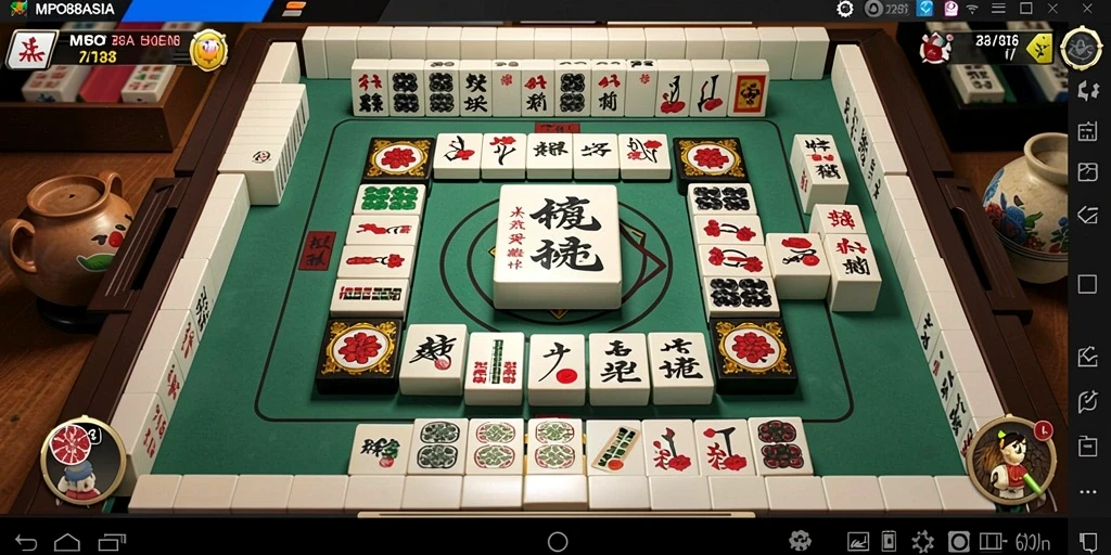 Tampilan gameplay Mahjong yang mendebarkan dan penuh warna.