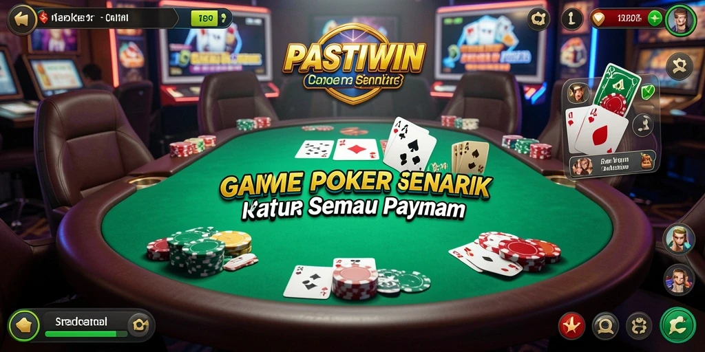 Tampilan antarmuka permainan Poker yang menarik dan interaktif.