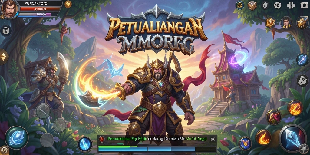 Tampilan gameplay PUNCAKTOTO menunjukkan dunia MMORPG yang kaya dan penuh aksi.