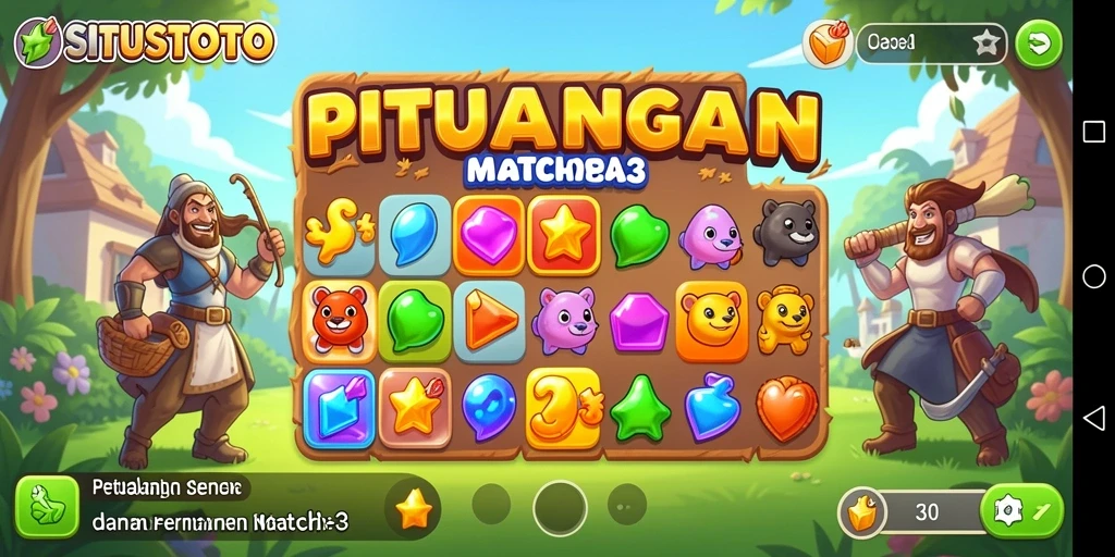 Gameplay Match-3 yang menarik dengan grafis menawan.